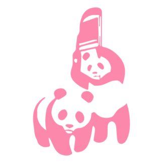 Funny Panda Fight Decal (Pink)